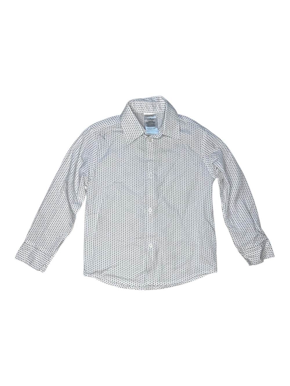 Calvin Klein Boys' White and Gray Long Sleeve Dress Shirt Size 5